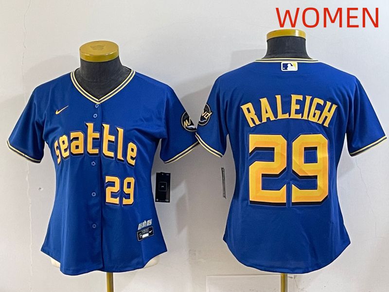 Women 2025 Seattle Mariners 29 Raleigh Blue City Edition Nike MLB Jersey style 4
